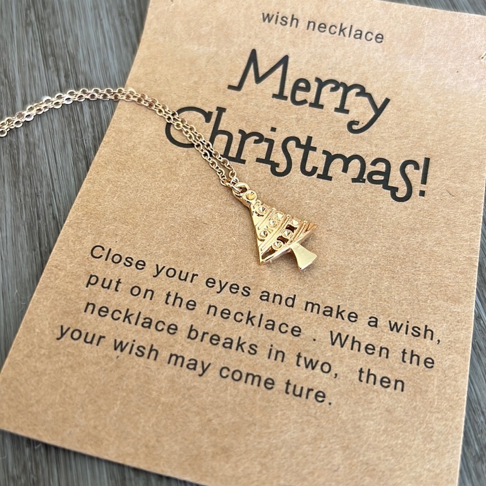 Wish Necklace Christmas Tree Charm Necklace